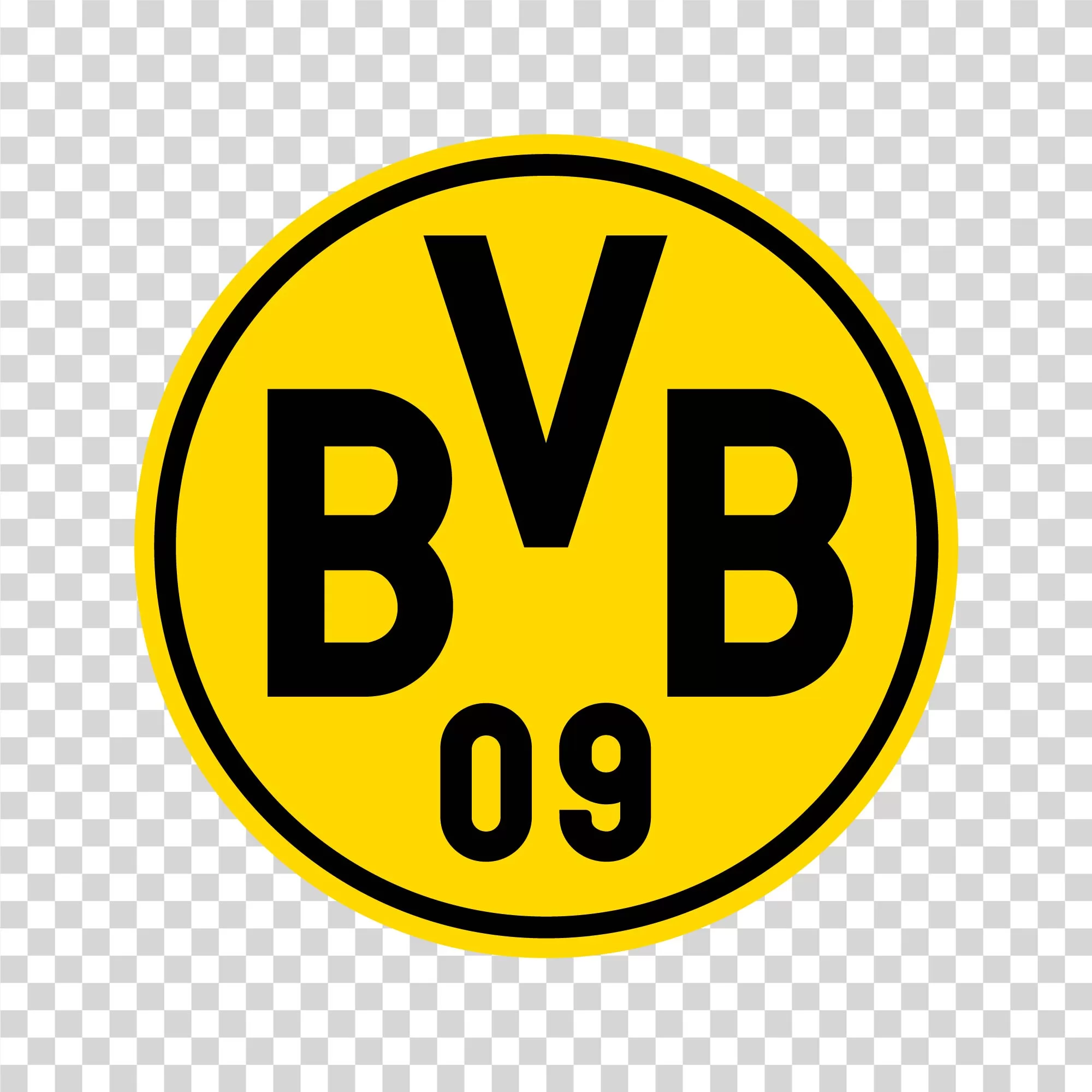 Ein gelbes rundes Logo mit den schwarzen Buchstaben BVB und der Zahl 09