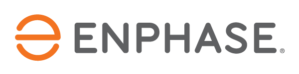 Das Bild zeigt das Enphase-Logo in Orange und Dunkelgrau mit stilisiertem "e".