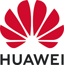 Huawei-Logo in Rot und Schwarz mit stilisierter Blütenform