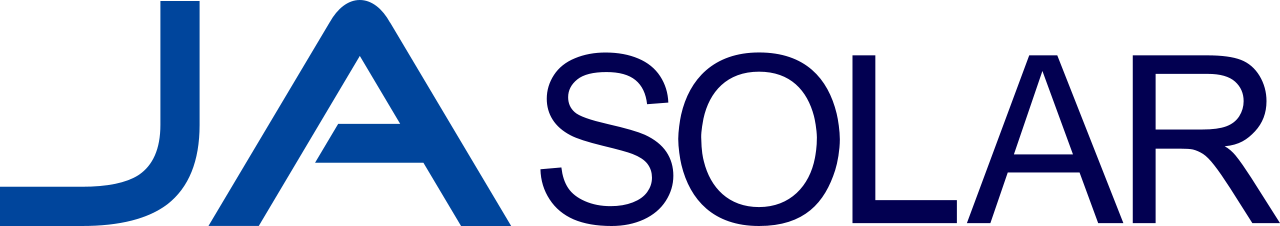 JA Solar Logo, blaue Buchstaben, markante Gestaltung.