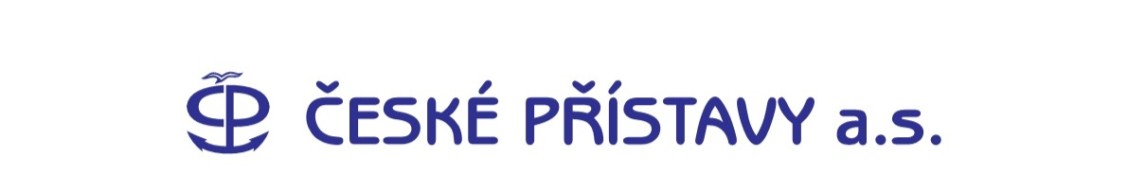 Logo von České Přístavy a.s. in blau mit stilisiertem Ankerdesign.