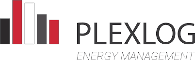 Logo von Plexlog mit roten, grauen und schwarzen vertikalen Balken.