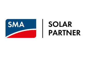 Logo von SMA Solar Partner mit blau-rotem Design und klarer Schrift.