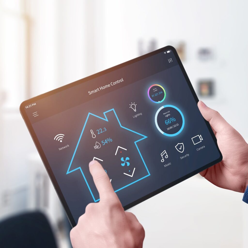 Konzept einer All-in-One-App für die Smart-Home-Steuerung auf einem Tablet-Display